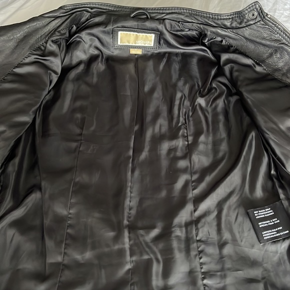 Michael Kors Black Leather Jacket Size M - Picture 4 of 6
